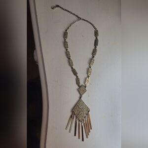 Vintsge silver tasseled filigree mod pendant necklace.